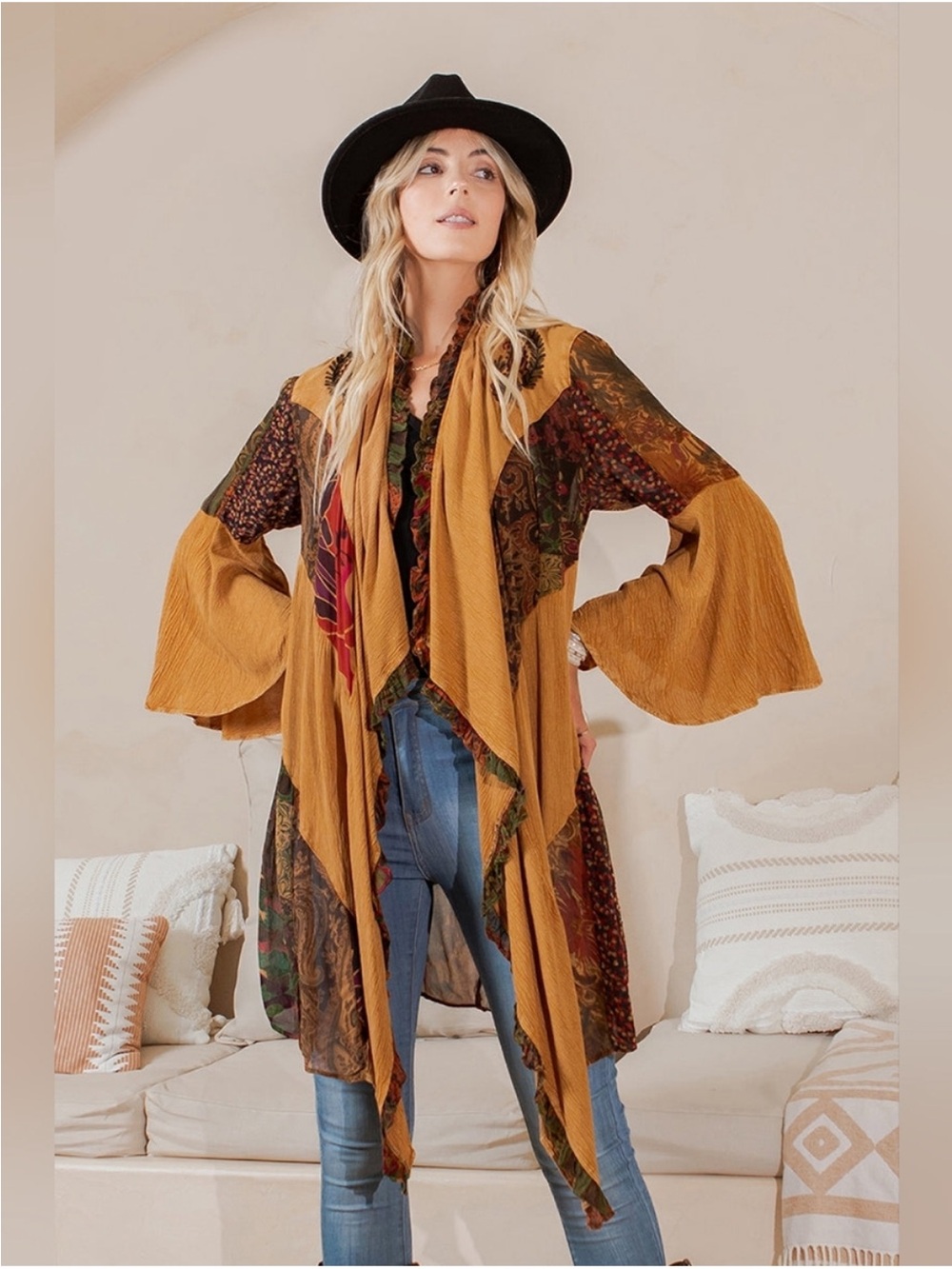 Young Threads Patchwork/Embroidered Duster Size S